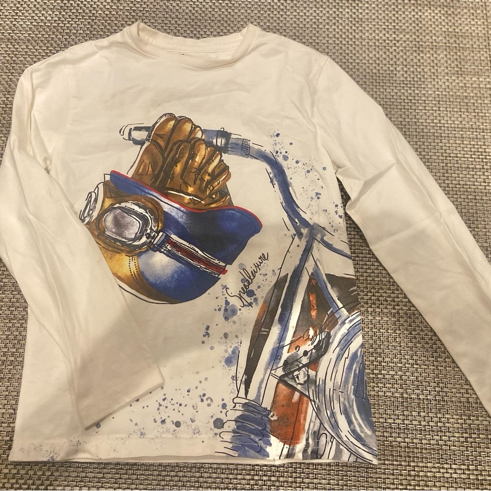 New Spanish Brand Nukutavake Kid’s Sz 8 Bike Graphic Long Sleeve Graphic Tee
